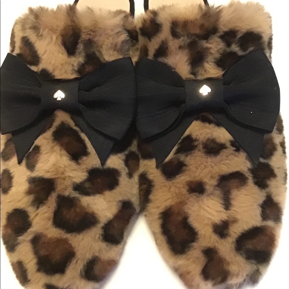 Kate spade animal print faux fur slipper